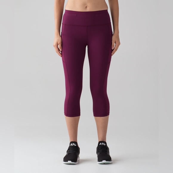 Lululemon Athletica Marvel Dark Pink Mind Over Miles Crop 17” Leggings size 4 - Picture 9 of 16